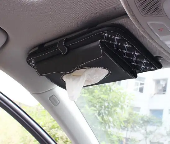 Leather Car Tissue Box Auto Pumping Cassette Accessories Holder Creative Removable Paper Napkin Box Organizer For Car