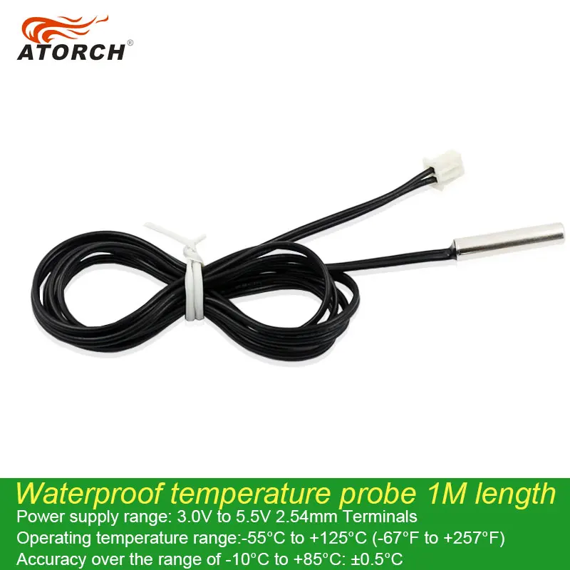 ATORCH 1M 2.54mm Oscilloscope temperature  humidity digital electronic products USB tester temperature waterproof sensor probe