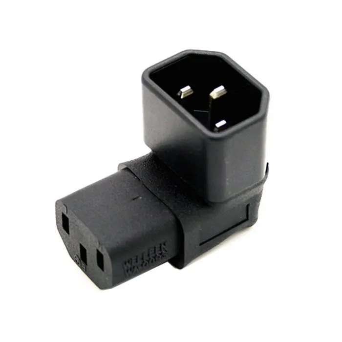C 14 IEC Male C14 to C 13 Up Direction Right Angled 90 Degree IEC Female C13 Power Extension Adapter