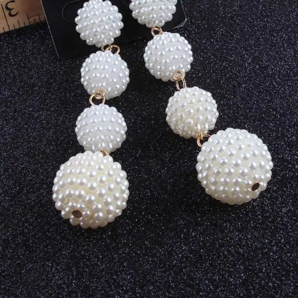 JIOFREE New Long simulated pearl Clip on Earrings No Pierced for Girl Party Needn\'t Ear Hole Earrings Korea Style