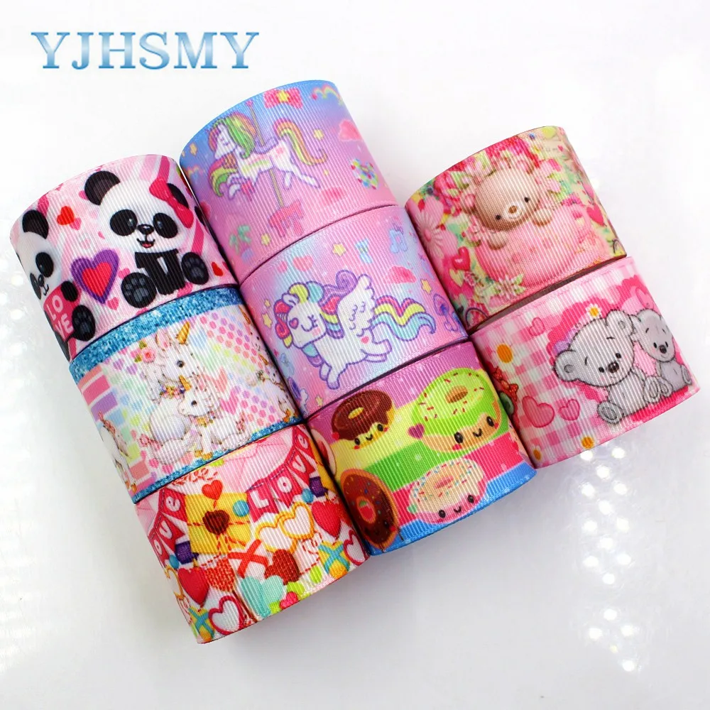 YJHSMY,C-171227-379,38 mm 5 Yards Cartoon bear Printed grosgrain ribbon,clothing accessories Webbing,DIY handmade materials