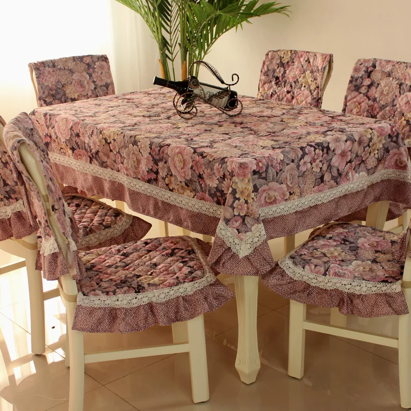 Europe Polyester Tablecloth cloth chair covers cushion tables and chairs bundle chair cover rustic lace cloth set tablecloths