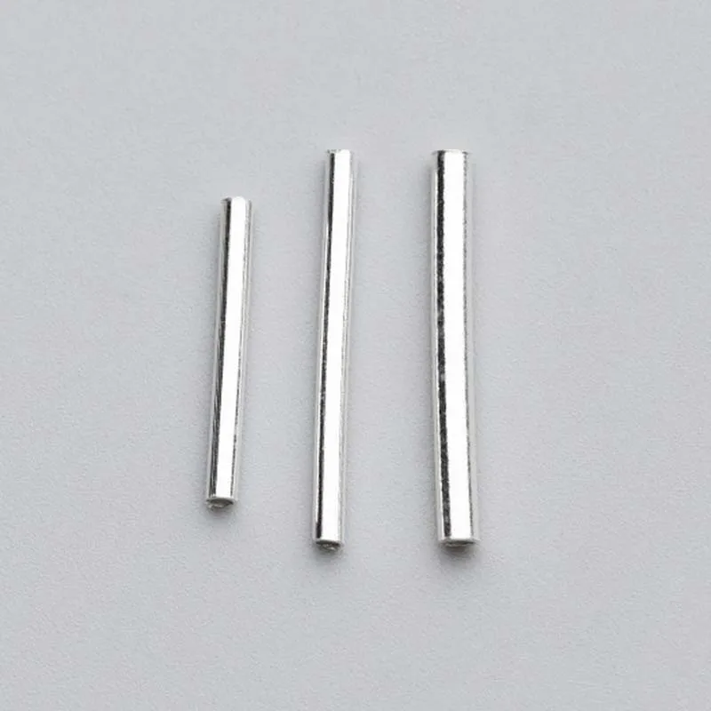 5pcs/lot 100% 925 Sterling Silver Long Tube Beads 15mm 20mm Handmade Decoration Spacer Charm Beads DIY Jewelry Making Findings