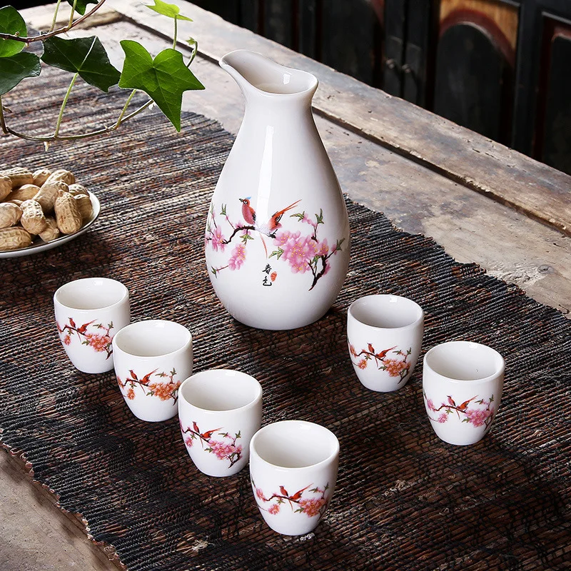 Ceramic wine set gift box hot wine white wine cup a pot of six cups pot points wine Promotional gifts Japanese sake Cup