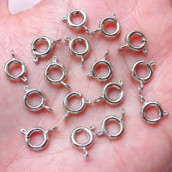 

400pcs Spring Ring Clasps,Bracelet Closure,Necklace Connector,Trigger Hook (7mmx10mm Tibetan Silver/Nickel Free)Findings