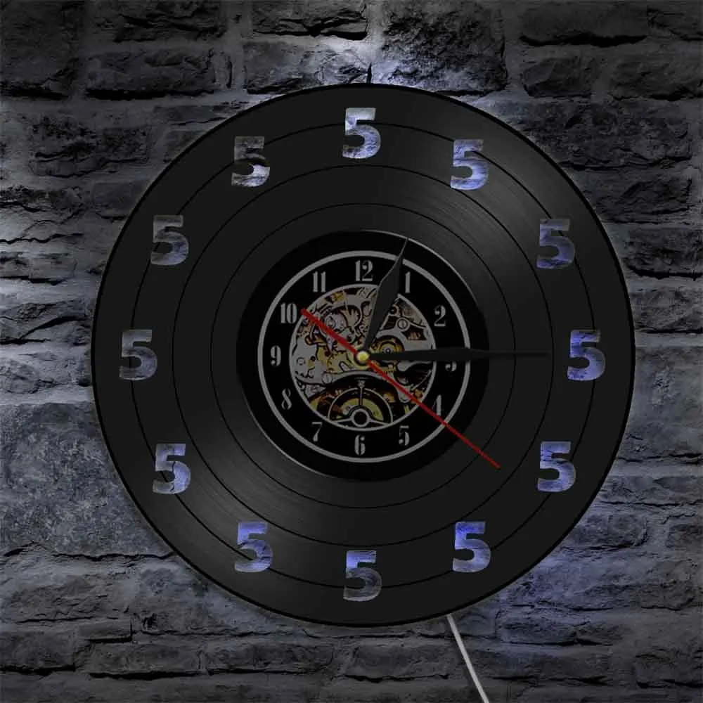 It's Always Five O'Clock LED Wall Lighting Home Decor 5 Beer Time LED Night Light Beer Drinking Vinyl Record Wall Clock