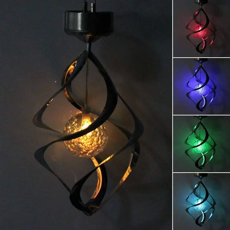 

Solar Lamp LED Wind Chime Light Color Changing Outdoor Hanging Spiral Spinner For Garden Lawn Balcony Porch Window Decor