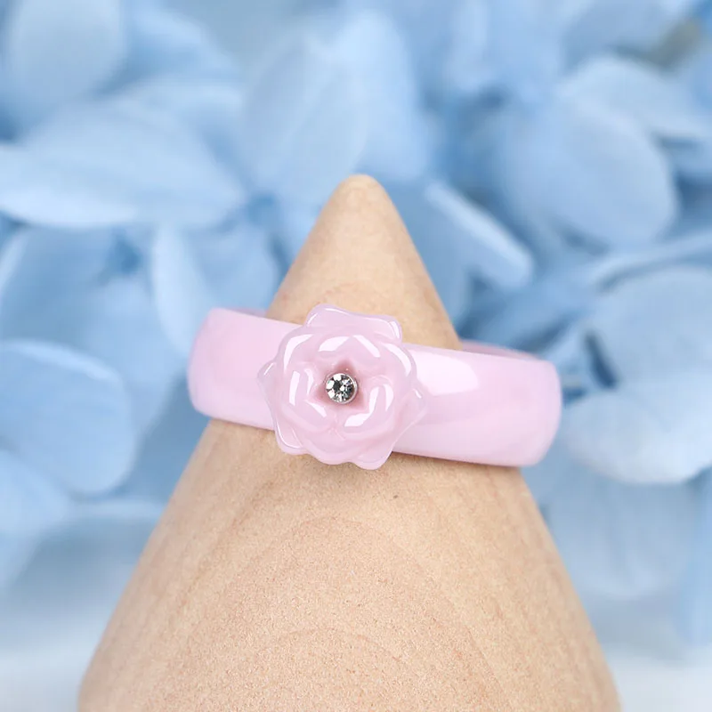 New Romantic Cut Jewelry Sets Wedding Jewelry Exquisite Handmade Rose Ceramic Material Zirconia Earring Ring Set Jewelry Gift