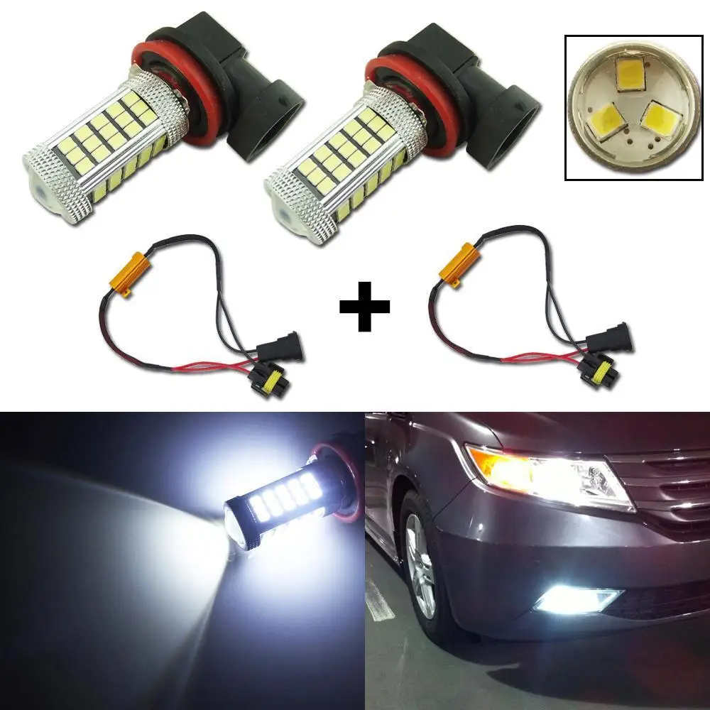 

Pair Car White H11 H8 63-2835-SMD LED Bulbs Fog Lights+Canbus Decoders Error Free For Acura Infiniti Lexus Mazda Nissan Toyota