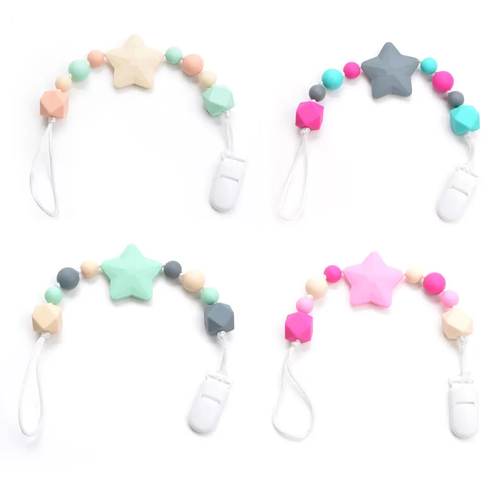 Clip di ciuccio per bambini svegli perline di Silicone masticabile per bambini ciuccio per bambini in Silicone BPA regali di supporto per collana in Silicone all'ingrosso gratuiti