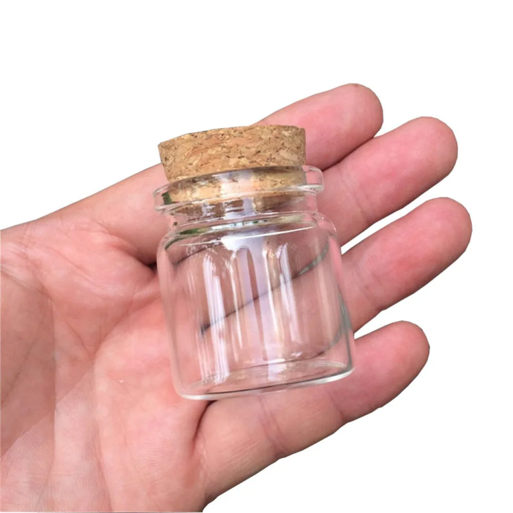 Mini Glass Bottle with Cork Stopper 20ml 50ml 65ml 90ml Empty Jars Vial Sweets Vanilla Pill Food Perfume Bottle Containers 12pcs