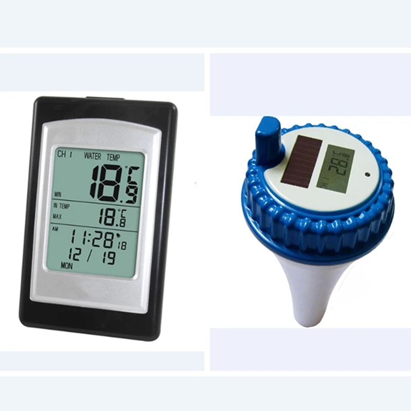 Wireless Pool Thermometer Waterproof Solar Power Swim SPA Pond Tub Bath Digital LCD Floating Water Temperature Meter -40C~60C