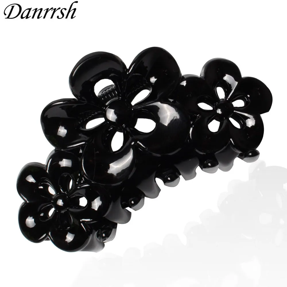 9cm Large flower Plastic Hair Claws for Women Thick Hair Curved Hair Jaw Clips Crab Clamp Grasp Accessories Girls Hairwear