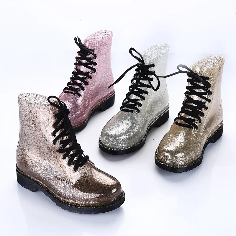 Women Rain Boots Transparent Waterproof Colorful Spring Autumn Shoes Rain Boot Woman Leopard Print Ankle Boots Large size 40