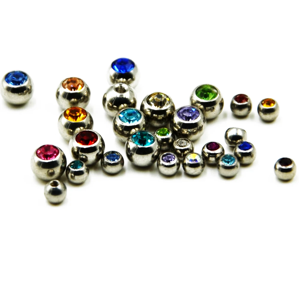 12Pcs 3mm,5mm,8mm 16g/14g Crystal CZ Stone Ball Piercing Accessories for Labret Nose Tragus Cartalige Lip Ring