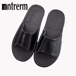 Mntrerm 2020 Nuove Donne Del Cuoio Genuino antiscivolo Sleepskin pantofole Primavera Pantofole A Casa Degli Uomini di Alta Qualità Scarpe Piano Casa scarpa