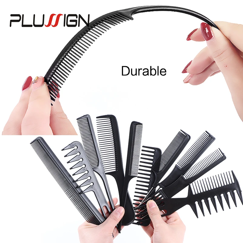 Peigne à cheveux en plastique noir, 10 pièces, brosse pour coiffeur, Mini Protalbe pour Salon de coiffure, outils de coiffure