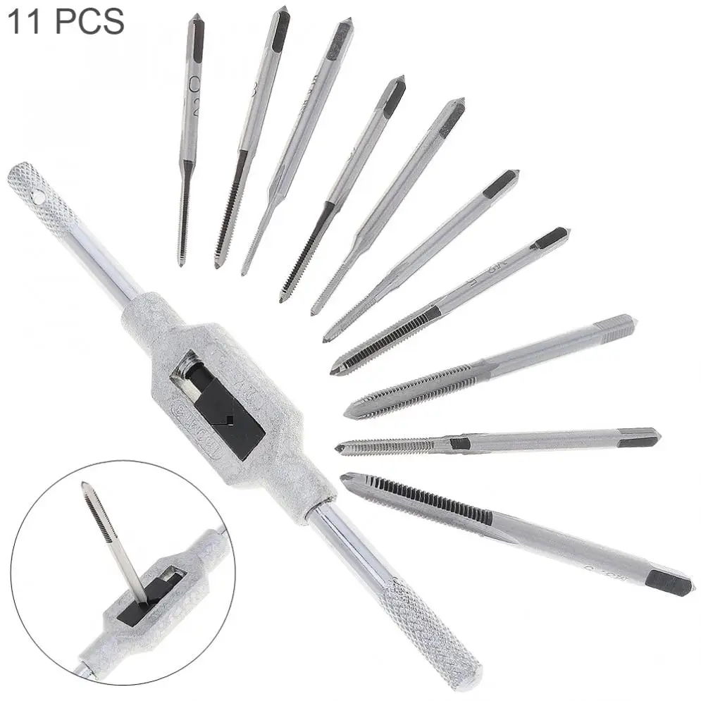 11pcs/lot Mini Screw Tap Set Hand Tap Thread Wire Tapping Threading Taps Attack M1 M1.2 M1.4 M1.6 M1.7 M1.8 M2 M2.5 M3 M3.5