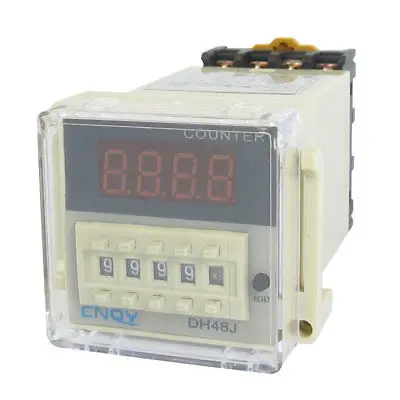 

DH48J 1-999900 Count Up Digital Counter Relay w Base AC/DC 12V 50/60Hz