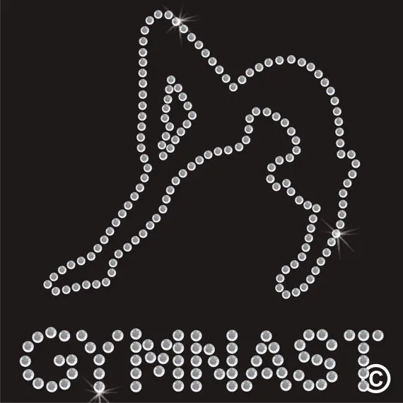 2pc/lot Gymnast Rhinestone patch hot fix rhinestone applique designs iron on transfer hot fix iron on for shirt