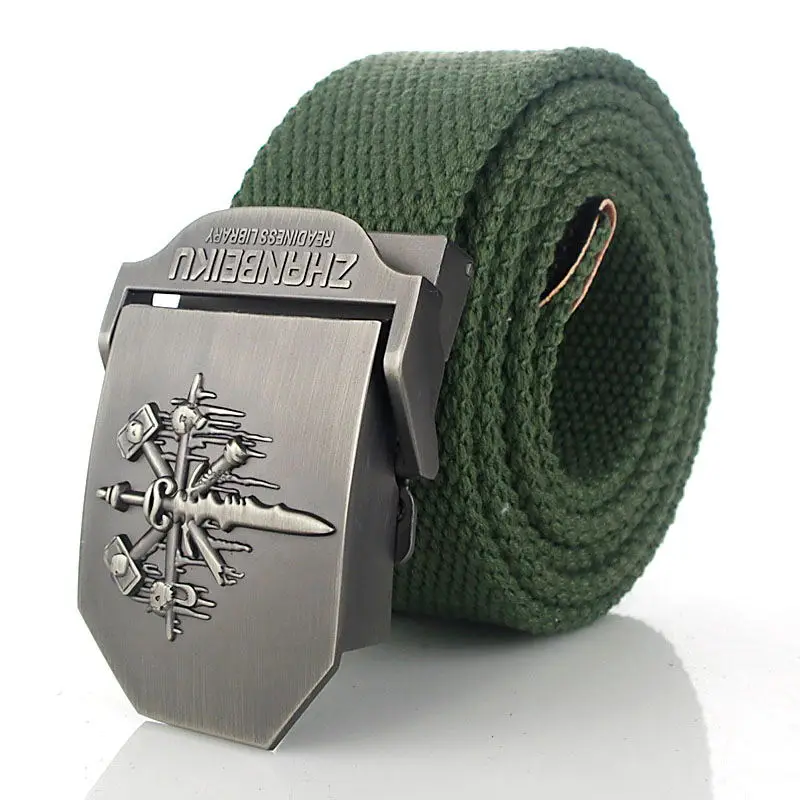 BOKADIAO Men&Women Military Canvas Belt Luxury Sword Metal Buckle Jeans Belt Army Tactical Belts For Women Waistband Strap Male