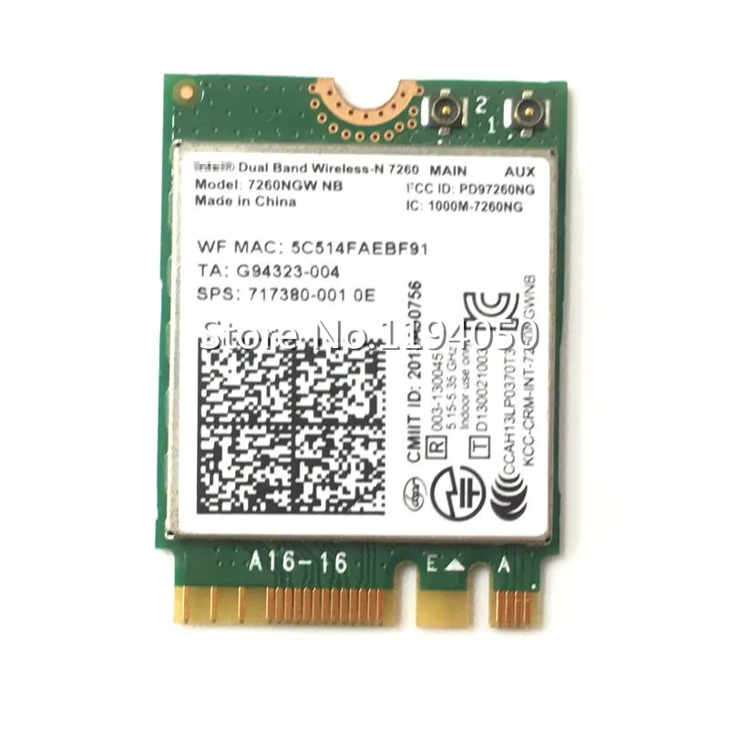 2.4G/5G Dual Band Wireless-N 7260 7260NGW NB NGFF PCIe WLAN WIFI การ์ดอุปกรณ์ MODUL 300M WIFI CARD