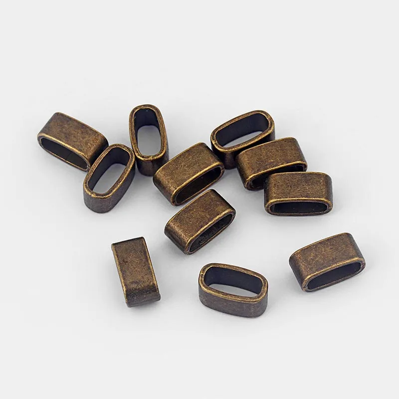 20Pcs Tibetan Silver Big Hole Flat Round Slide Spacer Beads For DIY 10x5mm Flat Leather Cord Bracelet Jewelry Making Findings