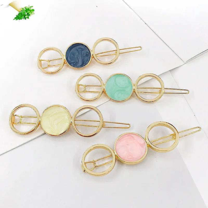 New side clip temperament metal frog clip hollow geometric hair accessories bangs clip For Women Girls Hairclip Headwear