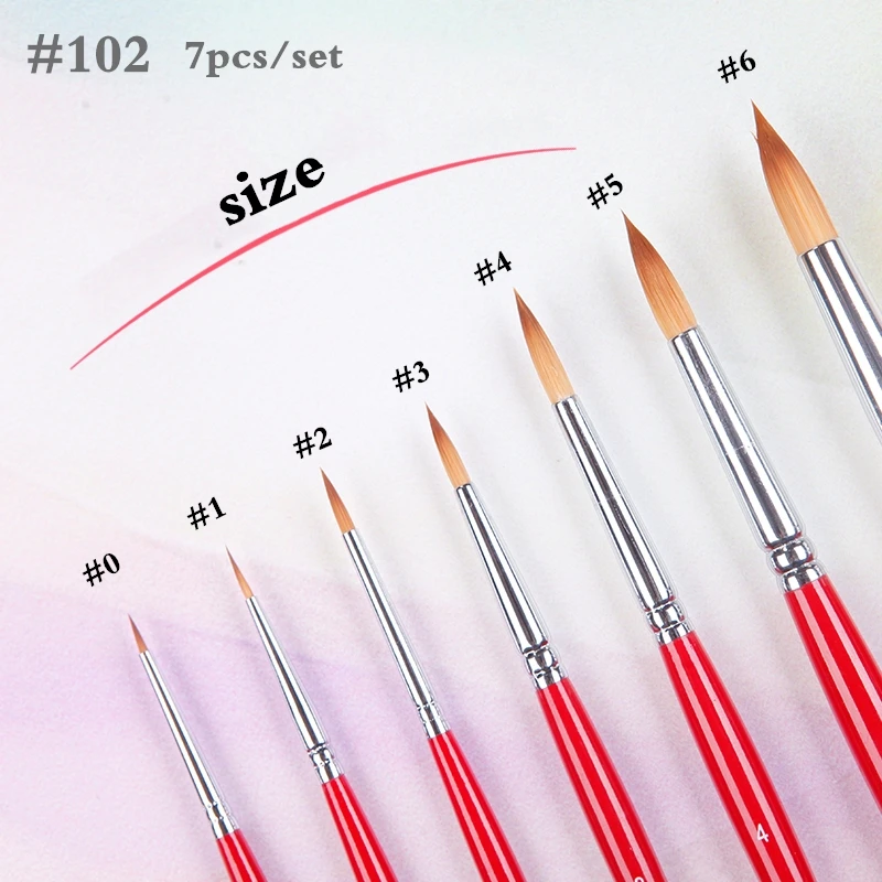 Artsecret 102 7PC/Set High Quality Korea Taklon Hair Wooden Handle Art Supplies Watercolor Acrylic Paint Artist Brushes