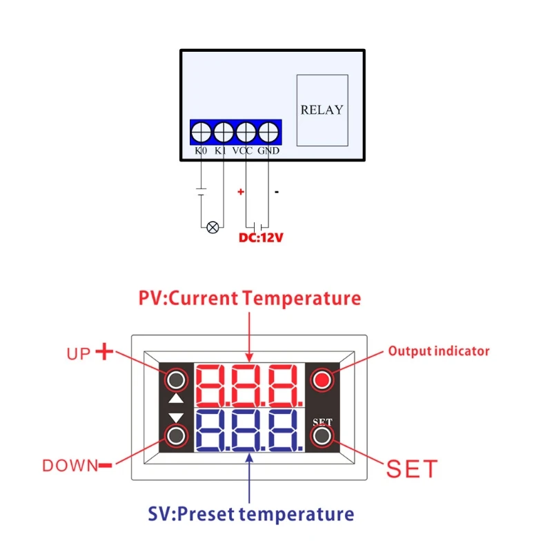 Temperature Controller with W2809 DC12V20A Digital Display Microcomputer Thermostat Temperature Controller