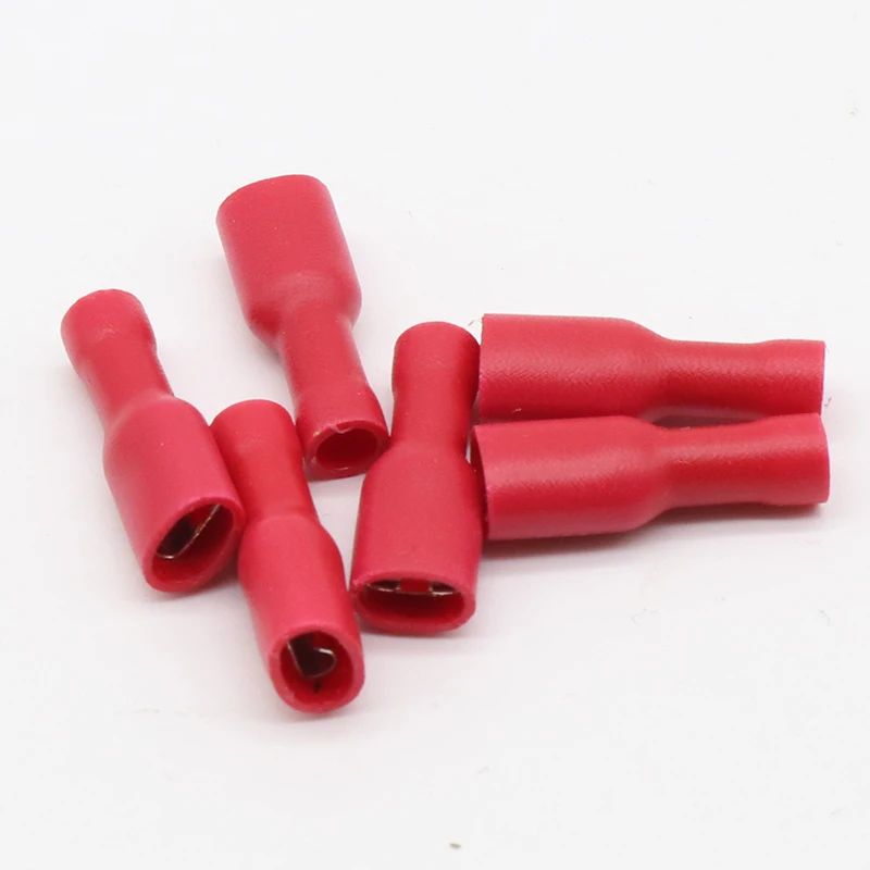 FDFD1-187 FDFD1.25-187 insulating Female Insulated Electrical Crimp Terminal Connectors 100PCS/Pack Cable Wire Connector FDFD