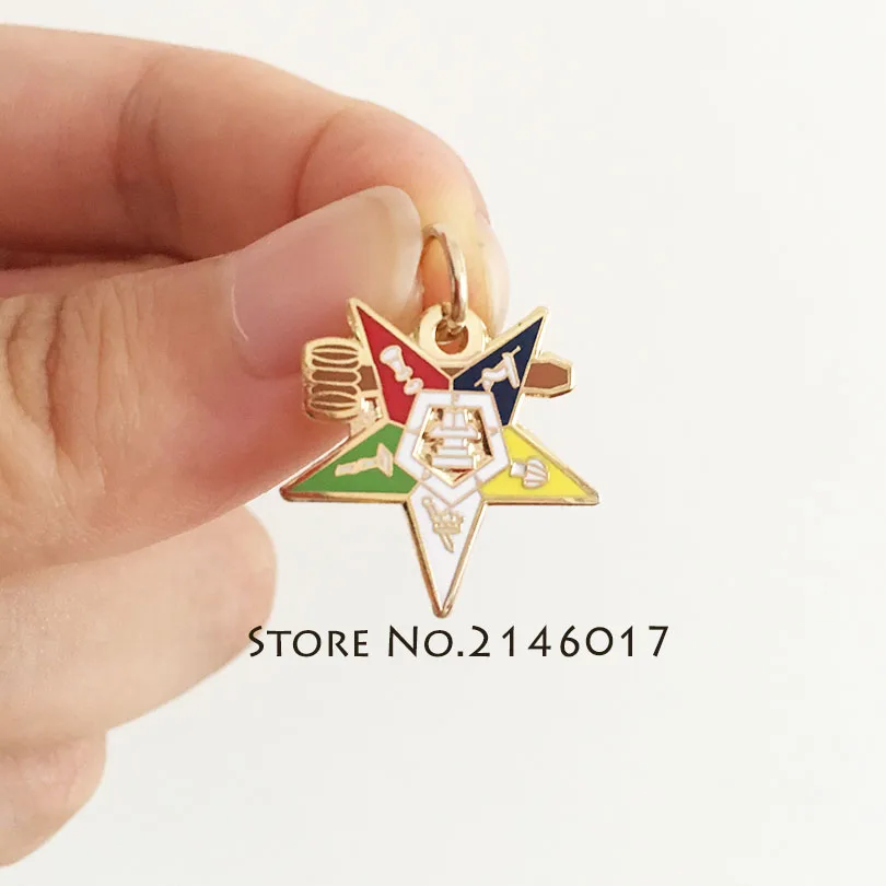 OES Patron Badges Lapel Pin Order of the Eastern Star Freemason Charms Awareness of Breast Cancer Ribbon Brooch Metal Craft