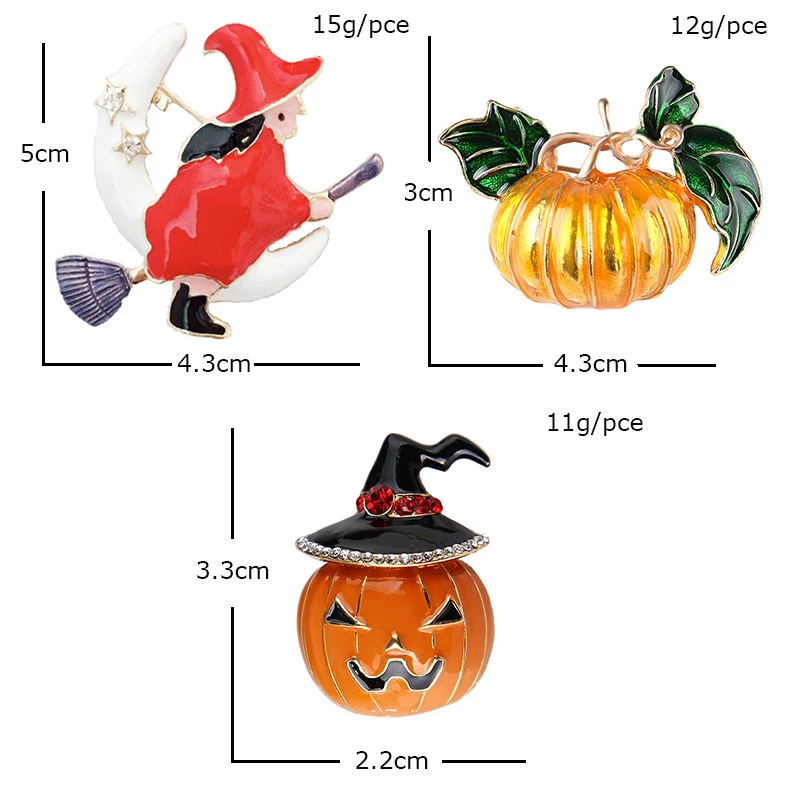 XEDZ Halloween Drop Oil Enamel Pumpkin Brooch Riding a Broom Flying Witch Magic Hat Pumpkin Ghost Mask Brooch Jewelry