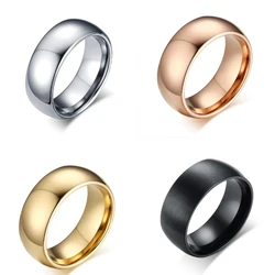 Qianbei 8mm Classic Wedding Ring for Men Women Three Color Stainless Steel US Size 6-12