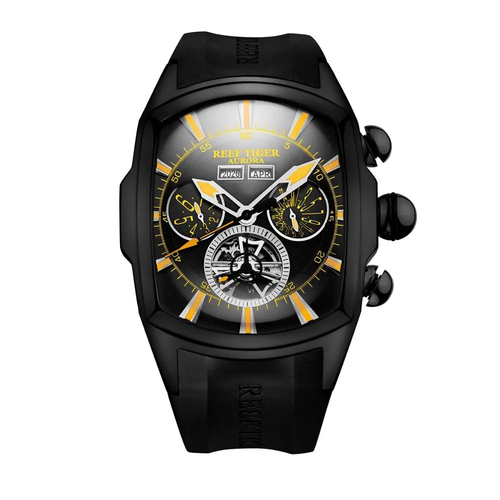 Reef Tiger/RT Designer Men Sport Watches Tourbillon Blue Dial