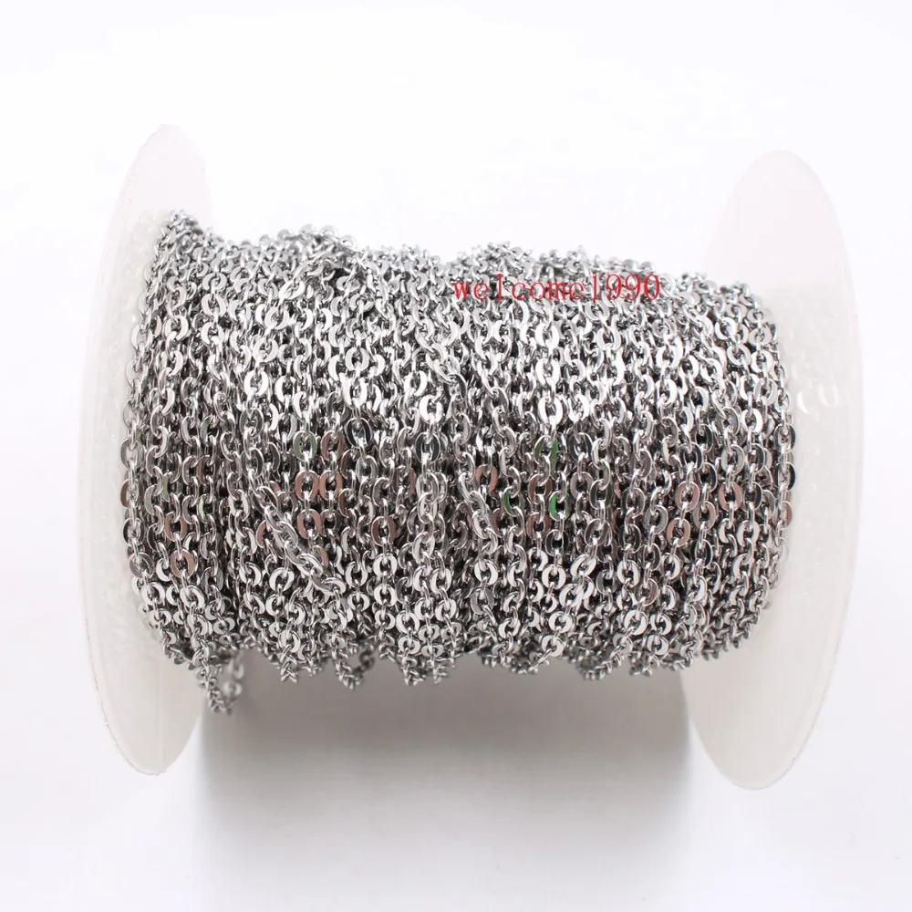 

Lot 100meter Roll wholesale stainless steel 2.4mm strong Oval Link Chain Jewelry finding Marking DIY