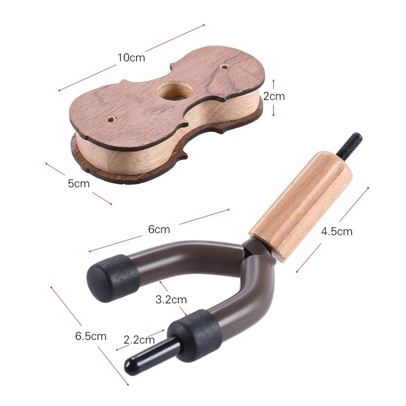 خطاف تعليق الكمان والفيولا مع حامل قوس للاستخدام المنزلي والاستوديو على الحائط مصنوع من الخشب الصلب