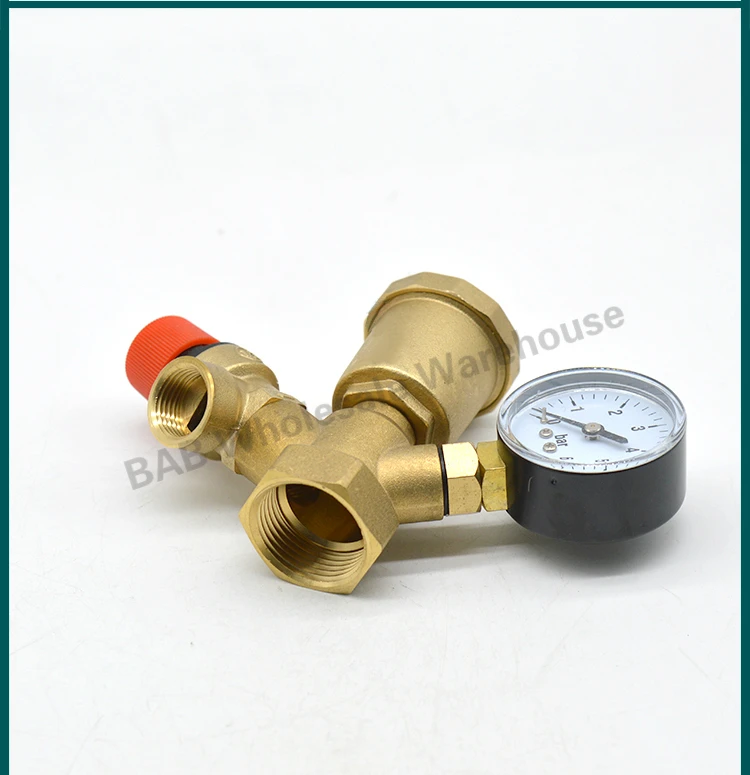 DN25 1” inch 3 Bar Brass Boiler Safety Group Set Complete Pressure Relief Valve Air Vent Safety Valve With Pressure Gauge