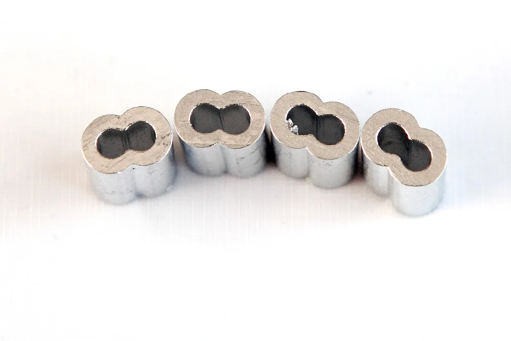 100pc Diameter 1.5mm Aluminium Sleeves Oval Double Hole for Crimping Wire Rope