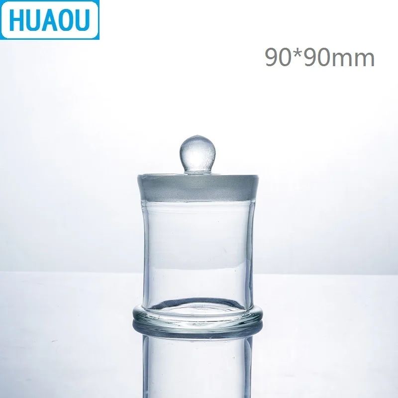 HUAOU 90*90mm Specimen Jar with Knob and Ground-In Glass Stopper Medical Formalin Formaldehyde Display Bottle