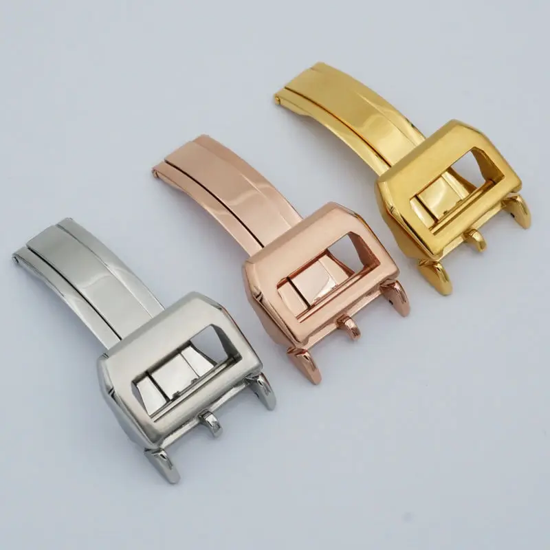 MAIKES High Quality Stainless Steel Folding Clasp 18mm Gold And Rose Gold Watch buckle For IWC Watch Band Strap