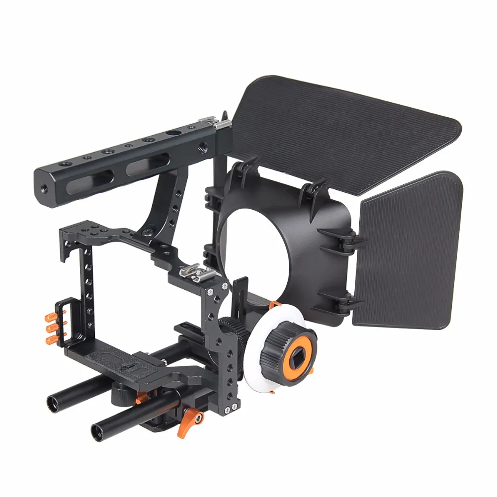 DSLR Video Stabilizer Film Movie Making Camera Cage with 15mm Rod System Rig Kit for Sony A7/A7II/A7s/A7r/A7Rii Panasonic GH4