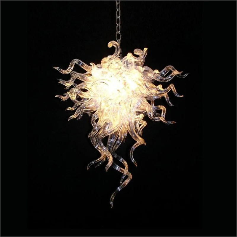 

European Crystal Chain Hanging LED Glass Chandelier Mouth Blown Glass With 110v-240v LED Bulbs