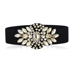 Rhinestone Elegant Ladies Belt Western Fashion Crystal Woman Waist Shaped Elastic Belt Girdle for Skirt Dress Waist Dp47