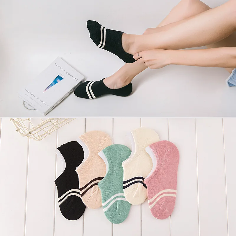 comfortable cotton girl women\'s socks ankle low female invisible color girl boy hosiery ladies boat sock slipper 1pair=2pcs WS97