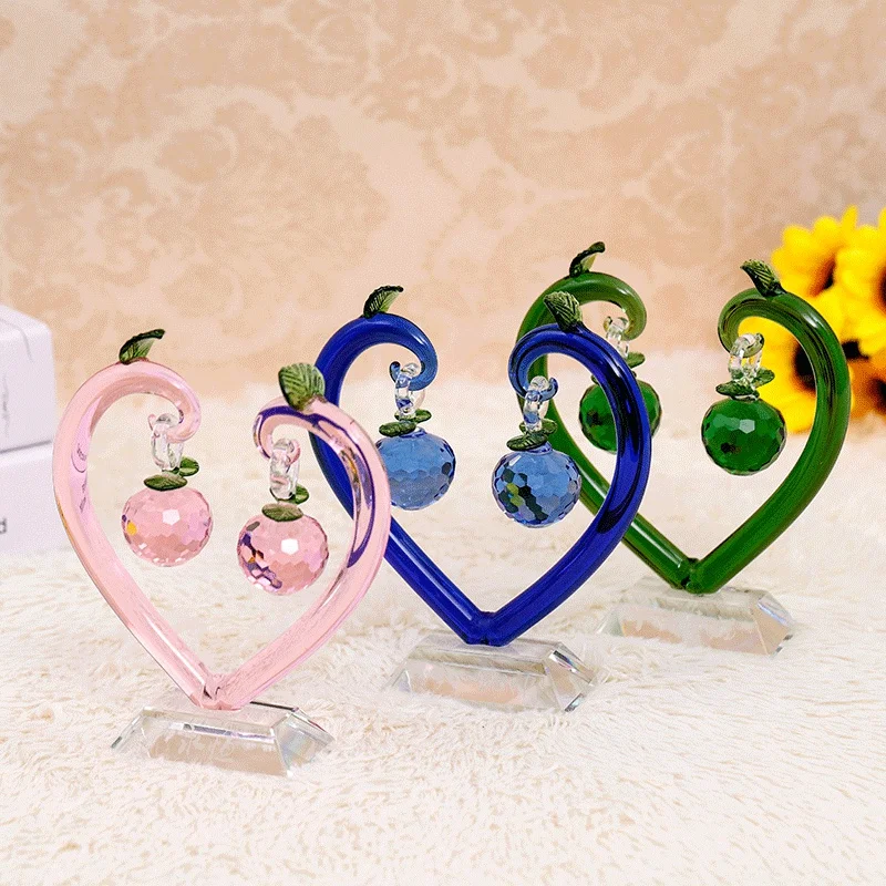 

6 Colors High-grade Crystal Apple Love Tree Ornaments Valentine Birthday Gifts Home Accessories Wedding Gifts