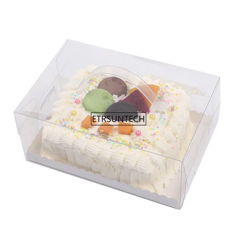 50pcs/lot Clear transparent packing box Baked cookie Birthday Gift cake box portable plastic box 22.8x15.6x10cm