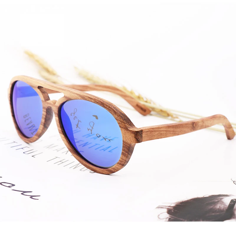 Classic Men Polarized Wood Sunglasses Mirror Lens Women Bamboo Sun Glass UV400 Protection Rtro Pilot Eyewear