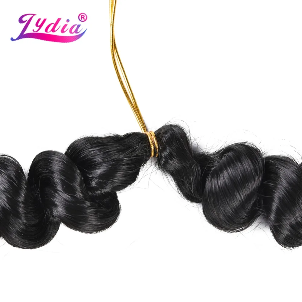 Lydia 1PCS Loose Wave To Crotchet Braid No Weft Black 1B# Heat Resistant Synthetic Hair Extensions Braiding Bundles 18-24 Inch