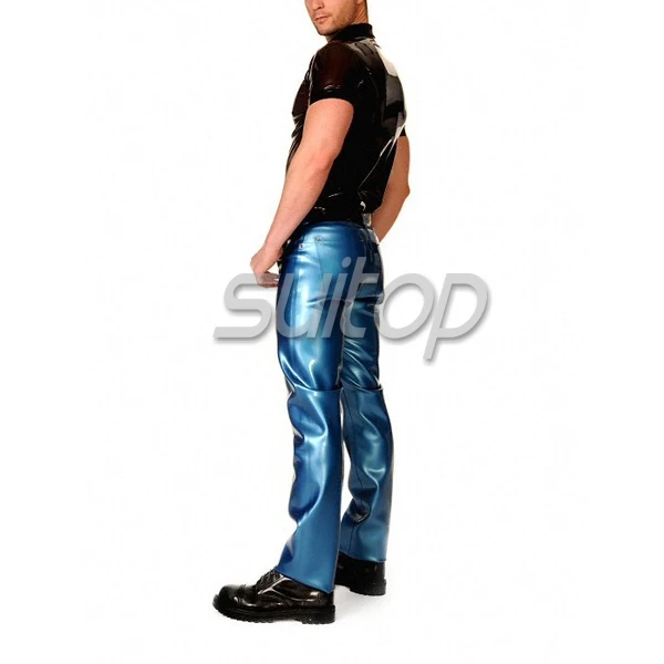 Suitop latex suit pants latex rubber long trousers 0.6MM thickness latex heavy jeans